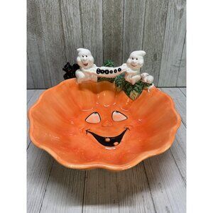 Vtg Omnibus By Fitz & Floyd Boo Ghost 8.5" Trick or Treat Candy Serving Bowl